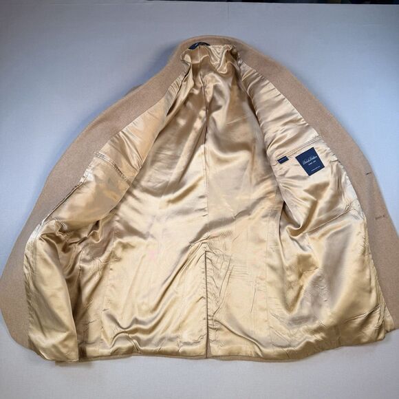 Brooks Brothers Blazer Mens 43R Tan Camel Hair Jacket Two Button Coat - Picture 3 of 10
